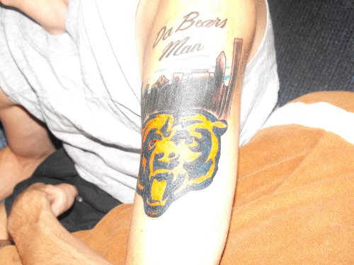 Da Bears Man Tattoo On Half Sleeve